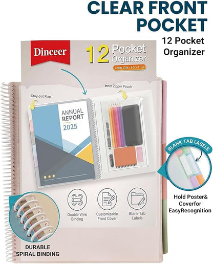 12 Pocket Spiral Project Organizer Folder, Morandi Color Multi Pocket Folder - Image 6