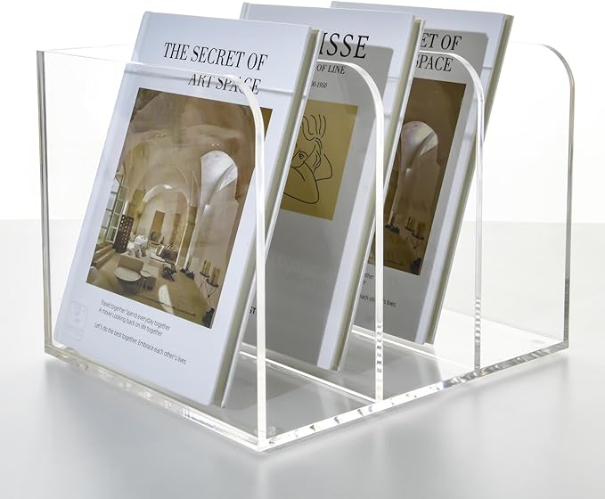 3 Vertical Compartments Clear Acrylic Magazine & File Holder – Multipurpose - Image 6