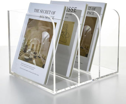 3 Vertical Compartments Clear Acrylic Magazine & File Holder – Multipurpose - Image 6