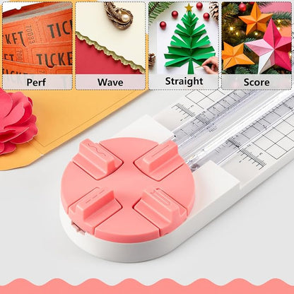 Ecraft Pink Paper Cutter 4-in-1 Paper Trimmer Multi-Function Scrapbooking Tool - Image 4