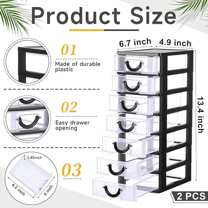 Thyle 2 Pcs Plastic Drawers Organizer Mini Organizer Stackable Plastic Clear - Image 3