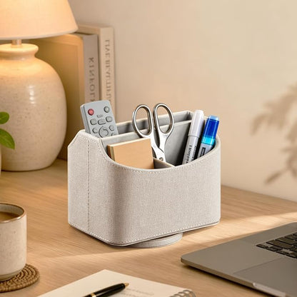 PUSU Leather 360°Rotatable Remote Control Holder, Nightstand TV Remote Caddy - Image 6