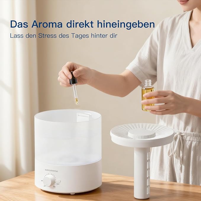 MegaWise Ultrasonic Cool Mist Humidifier SK7620 - 1.5L Capacity, Whisper-Quiet Operation, Adjustable Mist Output, Auto Shut-Off - Ideal for Home, Office, Baby Room, and Bedroom - Image 3