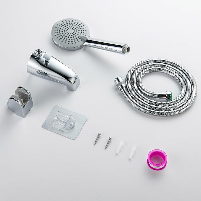 Chrome Tub Spout with Diverter, 5 Settings Hand Held Shower,Bathtub Faucet with Shower Sprayer - Image 9