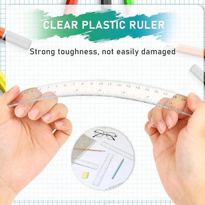 3 Pack 8 Inch Ruler Set Plastic Straight Ruler Transparent Measuring Tool - Image 6