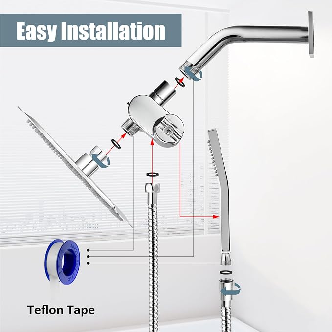 Aolemi Shower Tub Faucet Set with Handheld Spray Shower System Single Shower Rainfall Head and Handle with Tub Spout Combo Rough-in Valve Included Shower Trim Kit 6 Inch Shower Head Polish Chrome - Image 9