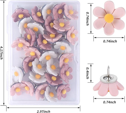 Flower Push Pins, Feature Map, Bulletin Board, Office or Home - Image 2
