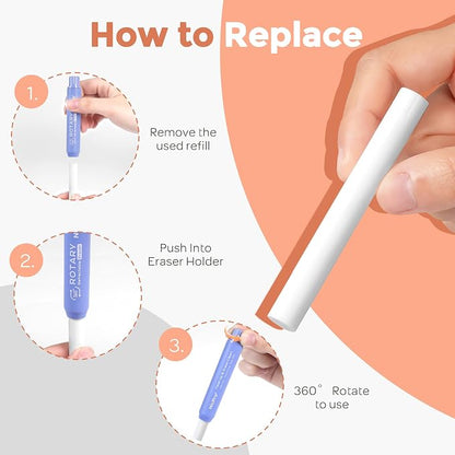 Nicpro 12 Pack TPE Rotary Retractable Pen Eraser Refills, Powerful Erasing - Image 6