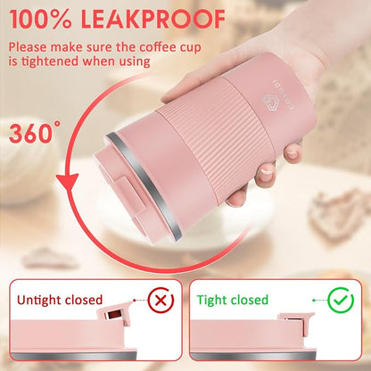 CS COSDDI 12 oz Stainless Steel Vacuum Insulated Tumbler - Coffee Travel Mug Spill Proof with Lid - Coffee Cups for Keep Hot/Ice Coffee,Tea and Beer (3rd light pink) - Image 3