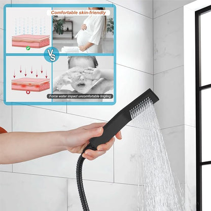 Midanya Wall Mount Bathtub Faucet with Handheld Spray Waterfall Tub Filler Single Handle Bathroom Tub Mixer Tap Hand-Shower System with Curved Spout Commercial,Matte Black - Image 9
