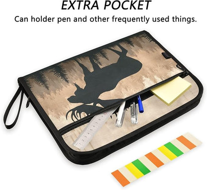 Moose Brown Wood Accordion File Organizer Expanding Document Folder - Image 2