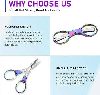 2Pcs Rainbow Folding Scissors, Portable Stainless Steel Telescopic Cutter - Image 4
