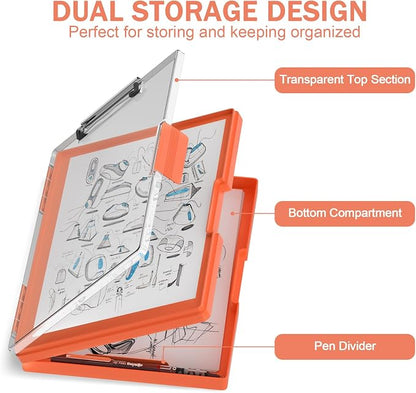 Rimilak Plastic Clipboard with Storage, Side Opening with 2 Compartment - Image 3