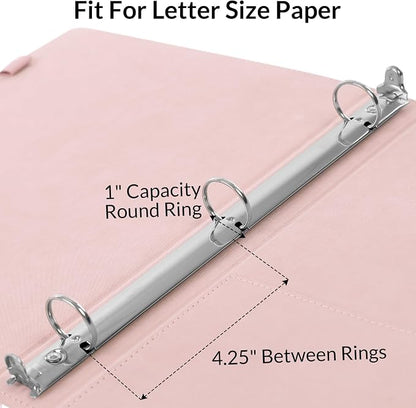 SKYDUE Pink 3 Ring Binder with Clipboard, 1 Inch Linen Binder - Image 6