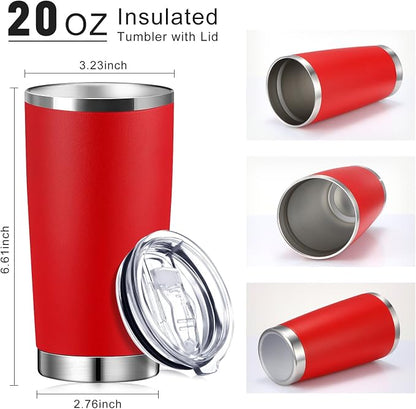 Sieral 36 Pack Stainless Steel Tumblers Bulk with Lids Double Wall Vacuum Insulated Coffee Cups Blank leakproof Powder Coated Tumblers for Engraving Wedding Graduation Party Favors(20 oz,Red) - Image 2