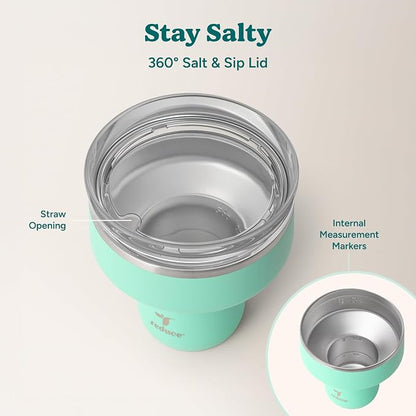REDUCE Saltini 16 oz Cocktail Tumbler - Insulated Margarita Tumbler with Lid - Keeps Drinks Cold for 10 Hours - 360 Sippable Martini Glass Alternative - Shatterproof, Perfect for Parties - Saltwater - Image 5