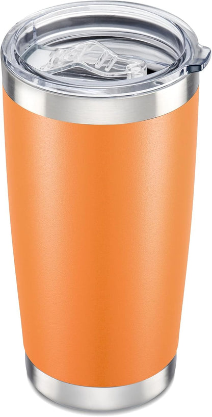 20 oz Tumbler with Lid Stainless Steel Double Wall Vacuum Insulated Tumblers Powder Coated Cups Travel Mug Keep Drinks Cold and Hot, Orange by Orebigo