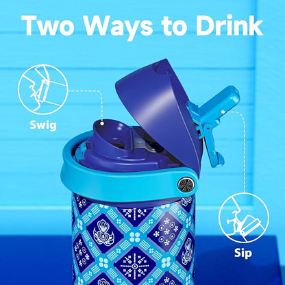 24 oz Insulated Water Bottle for Men: Meoky Stainless Steel Water Bottle with Holder and Shoulder Strap - Leak Proof, Cold for 24 Hours, Fits in Car Cup Holder, BPA-Free for Sports Travel, Blue Faith - Image 3