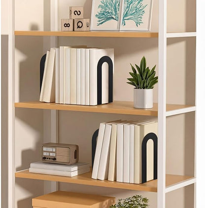 Chunful 2 Pcs Black Modern Metal Book Ends - Image 7