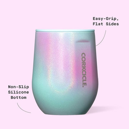 Corkcicle Stemless Wine Tumbler - Keeps Drinks Cold for 6 Hours - Triple-Insulated Stainless Steel - Non-Slip Base - Summer Drinkware Gift - Keeps Drinks Ice Cold - 12 oz - Rainbow Unicorn - Image 4
