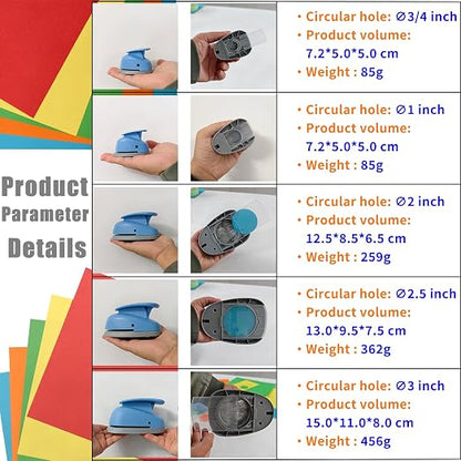 Circle Punch, 5 Sizes Creative Circle Hole Punch Cutters - Image 3