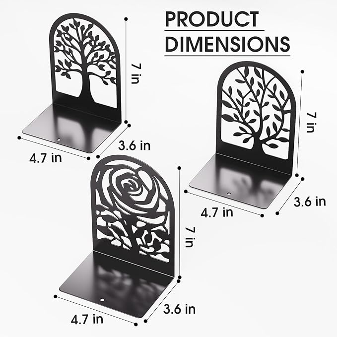 MaxGear Decorative Book Ends, Heavy Duty Bookends - Image 3