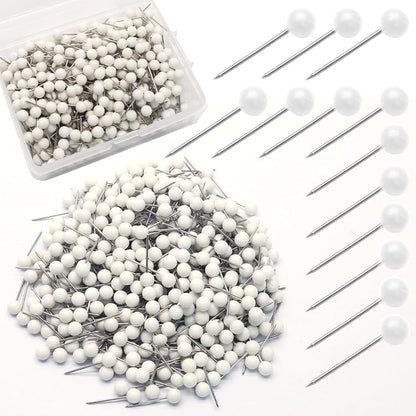 500Pcs White Map Pins, 1/8 Inch Map Tacks, Round Ball Head Map Push Pins by Auvotuis