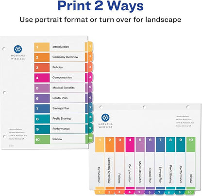 Avery 10 Tab Dividers for 3 Ring Binders, Customizable Table of Contents - Image 3