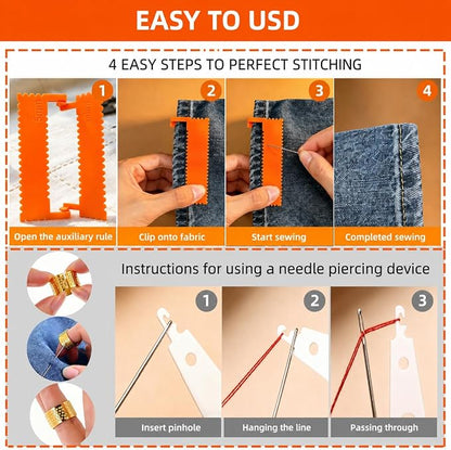 44Pcs Clip-On Sewing Ruler Seam Guide & Needle Kit | Great - Image 5