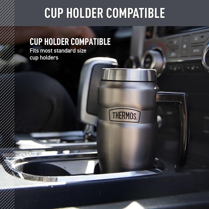 THERMOS Stainless King Vacuum-Insulated Travel Mug with Handle - 16oz, Army Green - Thermos Tumbler for Hot & Cold Drinks - Leak-Proof & Sweat-Proof Stainless Steel Coffee Mug with Lid for Commuting - Image 3