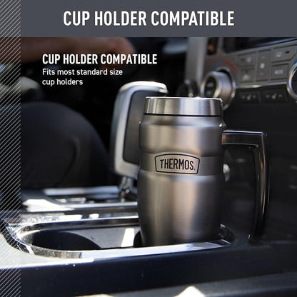 THERMOS Stainless King Vacuum-Insulated Travel Mug with Handle - 16oz, Army Green - Thermos Tumbler for Hot & Cold Drinks - Leak-Proof & Sweat-Proof Stainless Steel Coffee Mug with Lid for Commuting - Image 3