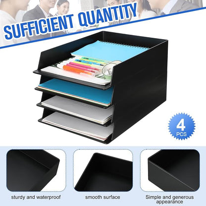Wenqik 4 Pcs Stackable Paper Trays Rectangular Plastic Desk Holder Desktop - Image 3