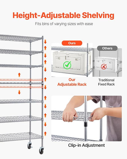 VEVOR 7-Tier Rolling Bin Storage Rack, 22 Organizer Bins, Bin Rack Storage - Image 6