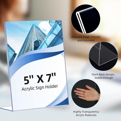 12 Pack Slanted Back Acrylic Sign Holders 5x7 - Image 5