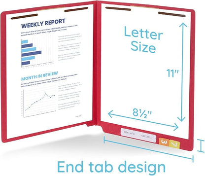 100 Red End Tab Fastener File Folders - Image 2