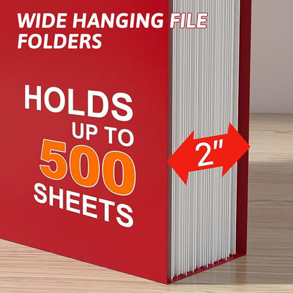 Plastic Hanging File Folder Extra Capacity, 12 Pack Reinforced Hang Folders - Image 4