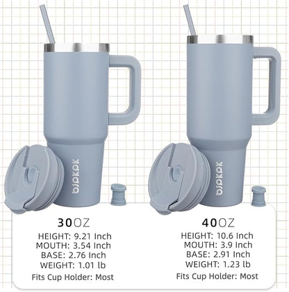 BJPKPK Tumbler With Handle And Straw 40oz Insulated Tumbler Cups With Lid Stainless Steel Travel Coffee Mug,Modern Blue - Image 4