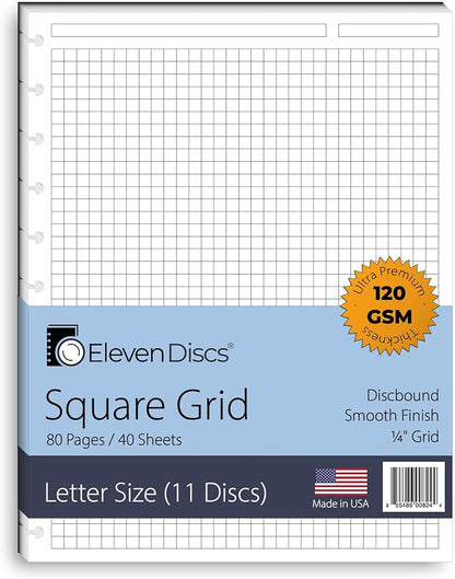 Eleven Discs Discbound Paper, Letter Size Square Grid Sheets by ElevenDiscs