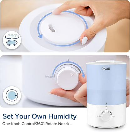 LEVOIT Dual 150 Humidifiers for Bedroom Large Room, 3L Cool Mist Top Fill Essential Oil Diffuser for Baby Nursery and Plants, 360° Nozzle, Quiet Rapid Ultrasonic Humidification for Home, Blue - Image 7