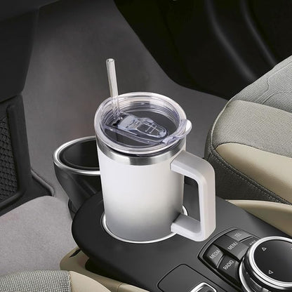 SYACOT 40 oz Tumbler with Handle and Straw Stainless Steel Insulated Tumbler Leak Proof Lid and Straw Lid Reusable Travel Mug Coffee Mug Cup Dishwasher Safe Keep Drinks Cold and Hot (Grey&Black) - Image 5