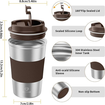 CS COSDDI 12 oz Stainless Steel Vacuum Insulated Tumbler - Coffee Travel Mug Spill Proof with Lid - Coffee Cups for Keep Hot/Ice Coffee,Tea and Beer - Image 4