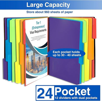 Forvencer 24 Pocket Project Organizer, 1/3-cut Tab Binder Organizer - Image 4