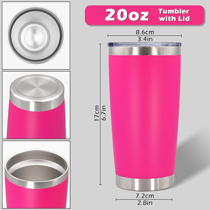 AIANJI 20oz Tumbler Bulk Stainless Steel Tumblers with Lid Vacuum Insulated Double Wall Travel Coffee Mug Powder Coated Tumbler Cup for Hot and Cold Drinks(Hot Pink, 1 pack) - Image 3