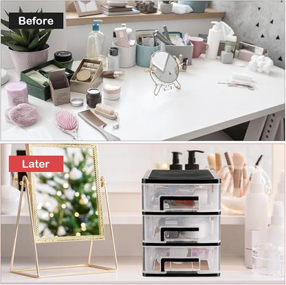 Plastic Stacking Desktop Storage Drawers 3-Drawer Storage Organizer, Small - Image 4