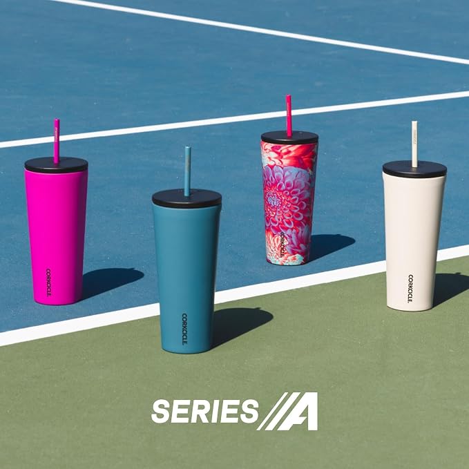 Corkcicle Cold Cup Insulated Tumbler with Straw - Keeps Drinks Cold for 12 Hours - Triple-Insulated Stainless Steel - Leak-Resistant Lid - Summer Drinkware Gift - 24 oz - Berry Punch - Image 8