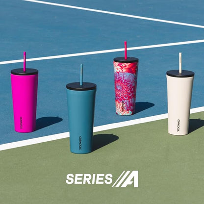Corkcicle Cold Cup Insulated Tumbler with Straw - Keeps Drinks Cold for 12 Hours - Triple-Insulated Stainless Steel - Leak-Resistant Lid - Summer Drinkware Gift - 24 oz - Berry Punch - Image 8