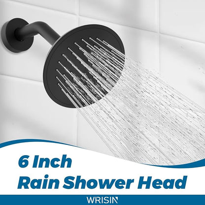 WRISIN Black Shower Faucet Set with Tub Spout, Black Shower Head and Handle Set, Bathtub Faucet Set with 6 Inch High-Pressure Rain Showerhead - Image 3