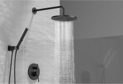Lava Odoro Modern 2-Setting Round Rain Shower System with Handheld, Matte Black Rainfall Shower Faucet Set Rain Shower Head and Handle Set, Shower Valve Trim Kit, 10 Inch, Matte Black, SF104-MB - Image 2