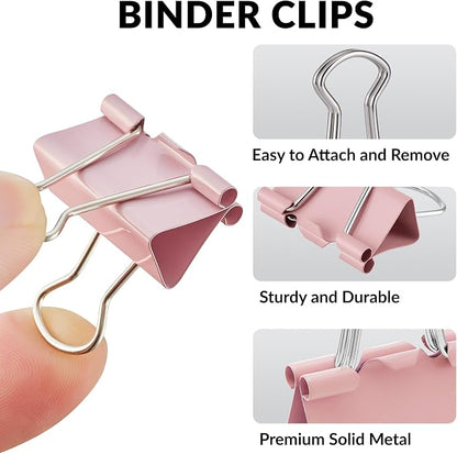 NEEWAY 100 Count Binder Clips Assorted Sizes, Paper Binder Clips, Metal Paper - Image 3