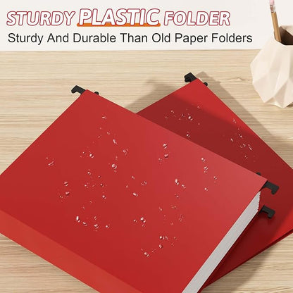 Plastic Hanging File Folder Extra Capacity, 12 Pack Reinforced Hang Folders - Image 2
